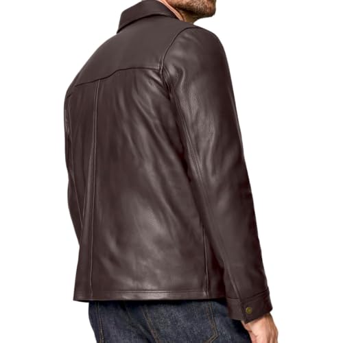 Image of Isaac & David Chicago Men's New Black /Brown Lambskin Leather Classic Open Bottom Jacket Motorcycle Vintage Racing Jacket