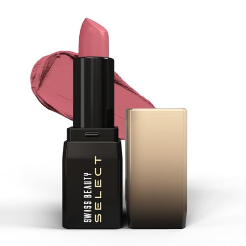 Image of Swiss Beauty Select Dare To Matte Creamy Lipstick | with Velvety matte finish | Long Lasting Stay | with Vitamin E | Shade- Paradise Nude, 3.8g |