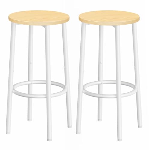 HOOBRO Lot de 2 Tabourets de Bar, Tabourets de Cuisine avec Repose-Pieds, Chaises Hautes, Cadre en Métal Robuste, pour Restaurants, Cuisines, Bars et Soirée,...