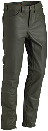 La Chasse Strapazier-Lederhose aus Büffelleder für Damen und Herren Trachtenhose Büffellederhose Jagdlederhose (90, Grün (Oliv))