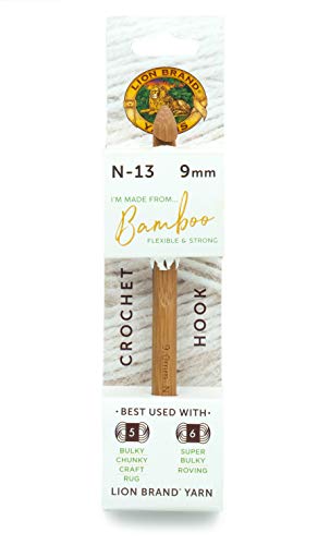 Lion Brand Yarn Needles-Article 401 Bamboo, Crochet Hook, Size 13 (N Hook,)