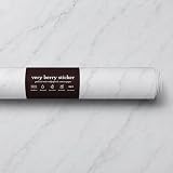 Very Berry Sticker Marble Contact Paper (White Matte, 39' x 118', 1 Pack) Premium Peel and Stick Wallpaper for Countertop, Bathroom Vanities & Cabinets, Renter Friendly, Waterproof Vinyl