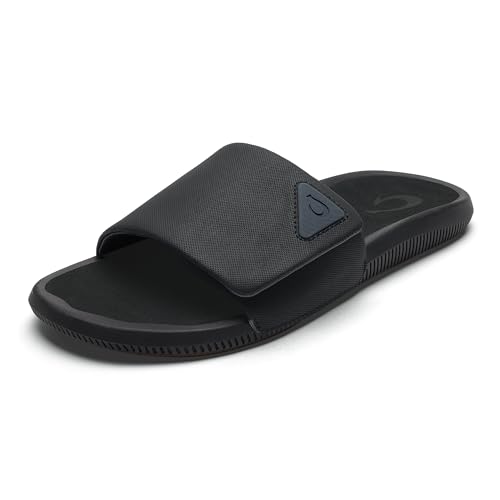 OluKai Mens Ulele Slide Sandals Everyday Water-Friendly Shoes Superior Traction on Wet Surfaces All-Day Comfort & Arch Support Lava Rock/Lava Rock 12