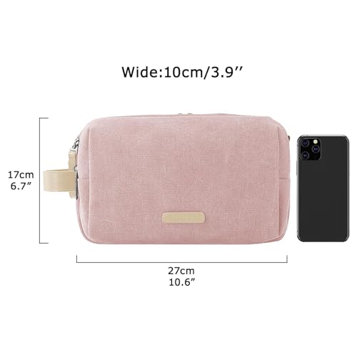 Image of Toiletry Bag for Women, BAGSMART Travel Toiletry Organizer Dopp Kit Water-resistant Shaving Bag for Toiletries Accessories, Pink