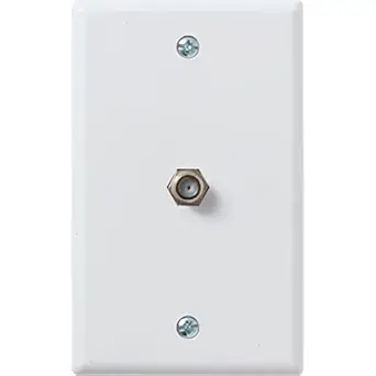 Newhouse Hardware 2.75 x 2.75 x 4.5 in. 1-Port TV Cable Wall Plate with F-Connector for Coaxial Cable, 5-Pack TVP-WH-01, Outlet Cover Wall Plate with Coax Cable Connector, Jack Plate for DIY or Refits