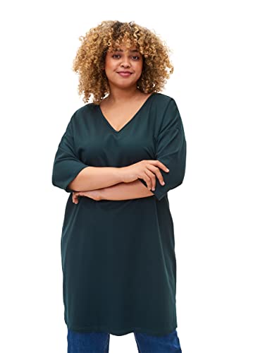 Zizzi Damen große Größen Kleid 3/4 Ärmel V-Ausschnitt Größe Plus Size Damen Kleidung 42-44 Ponderosa Mel Cover