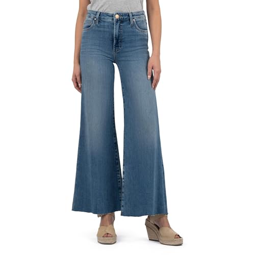 KUT from the Kloth Women's Ryan High-Rise Fab Ab Super Wide Leg Raw Hem