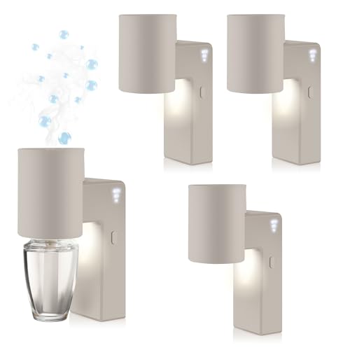ROSSEX 4 Pcs Wall Fragrance Plug in with Night Light Compatible with Bath and Body Works Wallflowers with 5-Speed Adjustable Fragrance Essential Oil Diffuser for Home Khaki