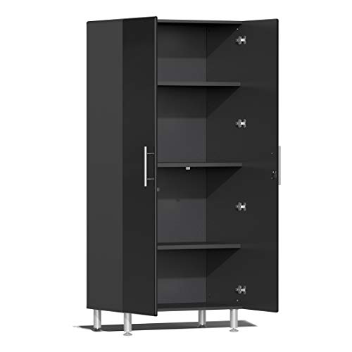 Ulti-MATE UG22102B 10-Piece Garage Cabinet Kit with Bamboo Worktop in Midnight Black Metallic