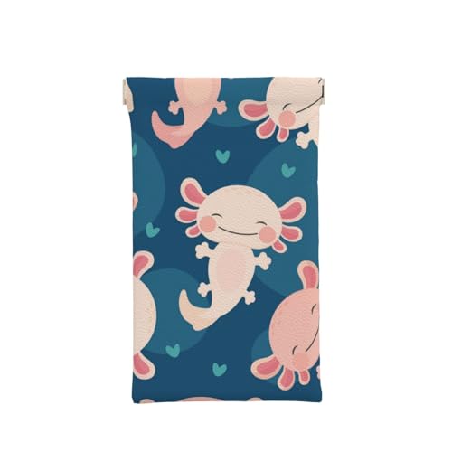 XDVPALNE ajolote kawaii, Bolsa para gafas, funda para gafas, funda portátil para gafas, funda superior para gafas de sol de cuero Pu