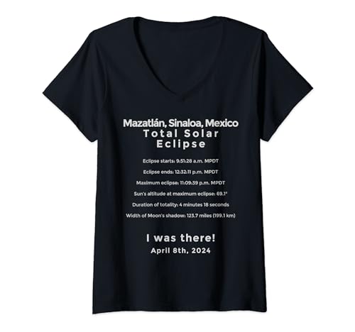 Eclipse Solar Total 2024 Mazatlán Sinaloa México Hechos Camiseta Cuello V