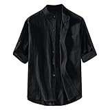 Herren-Hemd Kurzarm Sommer T-Shirt V-Ausschnitt Herren T-Shirts Karohemd Kariert Normale Passform für Outdoor-Sport Freizeit Lässiges Freizeit Casual Top (Black, XXXXXXL)