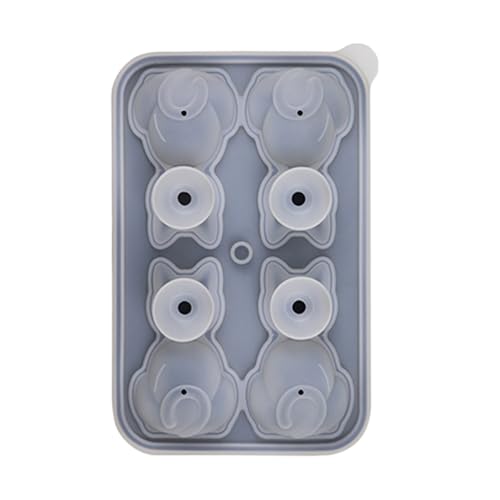 Bandeja para cubitos de hielo, bandeja de silicona para cubitos de hielo | 3D - Forma de gato - Cuenco de hielo con tapa, lindo 4 cavidades de liberación flexible para bebidas frías, cócteles, vino
