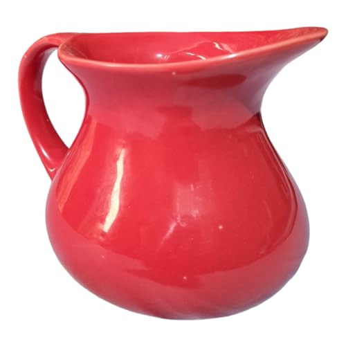 Image of Ceramic Red 380 ml Sauce Boat or Tea or Gravy Pot Microwave and Dishwasher Safe (Mirakii 472 GRPT)