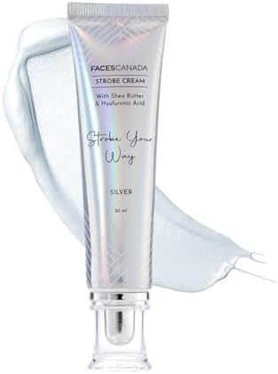 FACESCANADA Strobe Cream - Silver, 30Ml | Primer + Highlighter + Moisturizer | Shea Butter & Hyaluronic Acid | Intense Hydration | Flawless Radiant Dewy Skin | Illuminating & Glowing Makeup Base