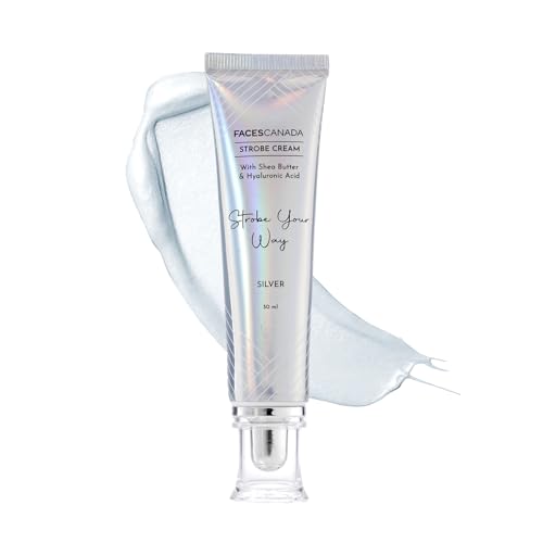 FACESCANADA Strobe Cream - Silver, 30Ml | Primer + Highlighter + Moisturizer | Shea Butter & Hyaluronic Acid | Intense Hydration | Flawless Radiant Dewy Skin | Illuminating & Glowing Makeup Base FACESCANADA Strobe Cream - Silver, 30Ml | Primer + Highlighter + Moisturizer | Shea Butter & Hyaluronic Acid | Intense Hydration | Flawless Radiant Dewy Skin | Illuminating & Glowing Makeup Base