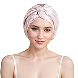 100% Mulberry Silk Bonnet for Women Hair Care, Grade 6A Silk Sleeping Cap - Stay On All Night Hair Wrap for Sleeping (Nude Pink/07, One Size-Medium)
