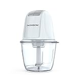 THOMSON Zerkleinerer Küche elektrisch (600 ml) - Häcksler mit 2 Stufen, Multizerkleinerer für Gemüse, Obst und Fleisch, ideal auch als Zwiebelschneider oder Pesto Maker, weiß