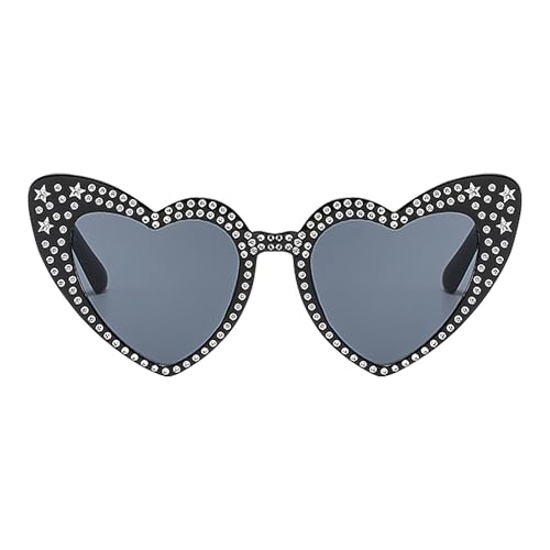 leryveo Lunettes de Soleil Strass Coeur,Lunettes de Soleil Tendance Strass - Lunettes de soleil de protection des yeux strass Bling - Oeil de chat, lunettes de soleil vintage pour vacances, plage,