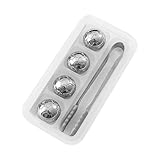 UKCOCO Whisky Steine Teilig Fußball Eiswürfel Wiederverwendbar mit Silikonclip Lebensmittelecht Kühlende Metall Eiswürfel Für Getränke Cocktail Bar
