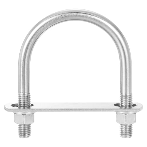 Image of uxcell Round U-Bolts, 4 Sets 79mm(3.11 inch) Inner Width 114mm Length M12 304 Stainless Steel U Clamp Bolt with Nuts and Plates, for Boat Trailer