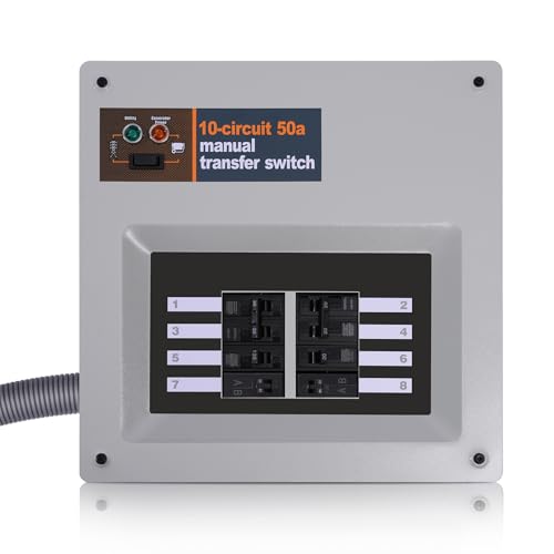 50 Amp Manual Transfer Switch Replacement for Generac 9854 10-Circuit Selector 240V Generator Hookup Indoor Pre-Wired Manual Transfer Switch