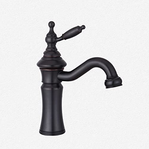 Grifo de lavabo negro monomando para baño de un solo orificio moderno