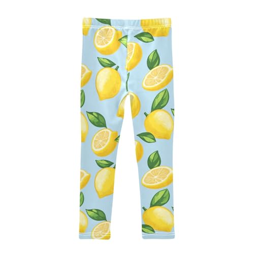 Wusikd Lemon Leaves Girls' Leggings Toddler Doodles Kids Yoga Pants Dance Active Tights 4T2