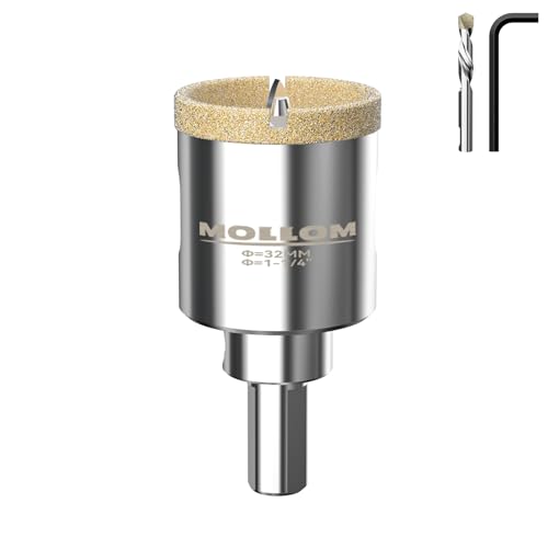 Image of MOLLOM 1-1 /4 inch (32mm) Diamond Hole Saw with 2 Pilot Drill Bit