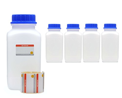 Octopus 5x 2500 ml Weithals-Flaschen mit blauem Deckel, naturfarben, vierkant, G 80