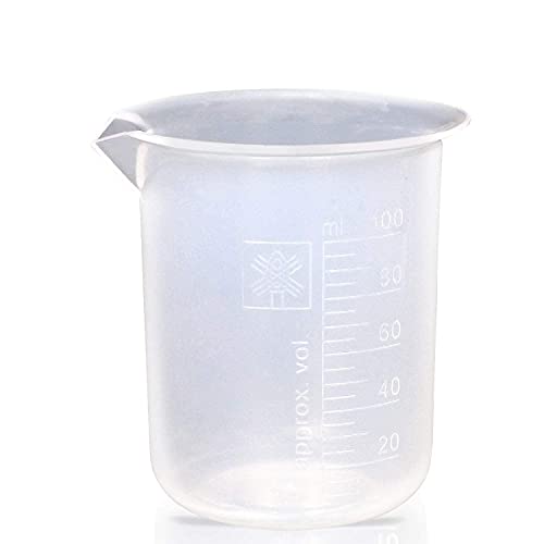 Plastic Beaker Set, Measuring Graduated Griffin Polypropylene 250 ml Beaker for Laboratory, Science Experiments - 12 Beakers each Packages