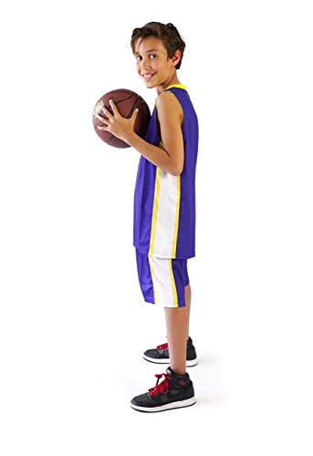 Boys Basketball Jerseys Shirt Sports Shirts And Athletic Shorts Set For Youth Kids Age 4-12 Team Uniforms -Bask-Pur-L #TOP5