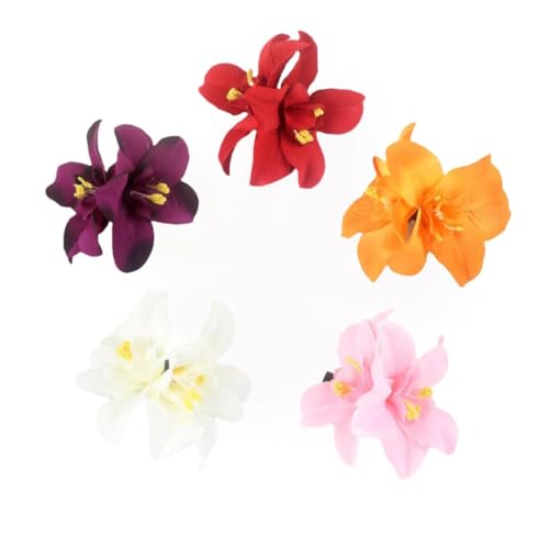 Set de 5 pinzas de cabello con flores Hawaiian Lily para mujeres y niñas, accesorio de moda bohemio para bailarinas, bodas y fiestas en la playa miniatura 1