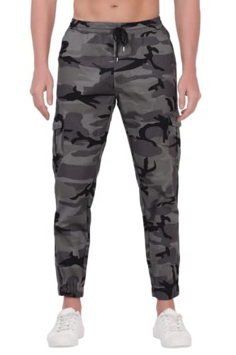 Image of Men's Camouflage Grey Army- Print Joggers (Elastic Waistband Jogger - Grey Color)