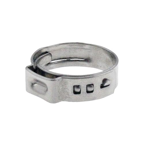 SAFYY - Abrazaderas de cincha PEX de 5/8 pulgadas, anillos de crimpado PEX de acero inoxidable, abrazaderas de manguera de una sola oreja para conexiones de tubería PEX, paquete de 50