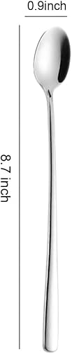 Miniatura 2 de Cucharas de té helado de mango largo, cuchara de mango largo de 9 pulgadas para café, helado, cóctel, agitadores, acero inoxidable, juego de 4