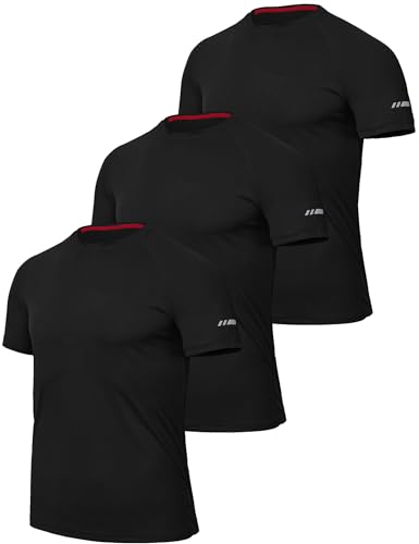 Zoofly Mens Running T Shirt Gym Workout Shirt Summer Quick Dry Sport Training Tshirt for Men Activewear Tops 3 Pack Black-3XL