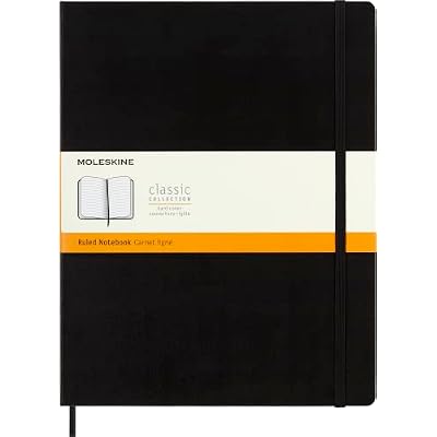 Moleskine Notebook, XXL, Ruled, Black, Hard Cover (8.5 x 11)