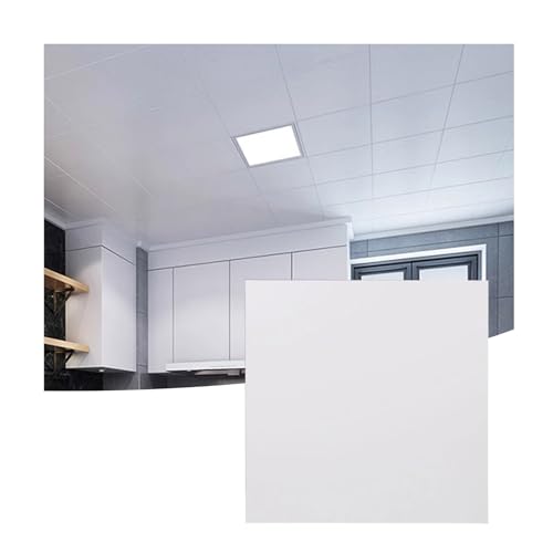 LVLDAWA Dalles Plafond Suspendu, Panneaux Revêtement Acoustiques Imperméables, Gousset Décoratif Aluminium Plafond D'usine pour Cuisine Salle Bain(B-60X60CM)