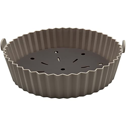 Air Fryer Silikon-Futter, 22 cm, runde Luftfritteuse, Silikon-Topfeinlagen, BPA-frei, ungiftig, antihaftbeschichtet, hitzebeständig, wiederverwendbar, großes Silikonfutter für Luftfritteuse Cover