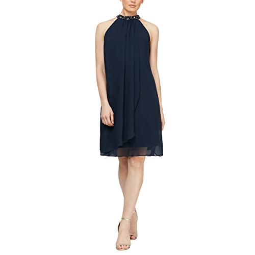 Image of S.L. Fashions Womens Jewel Halter Sheath Dress (Petite and Regular)