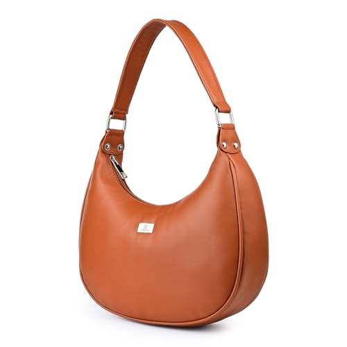 Image of K London Women's Vegan Leather Half Moon Bag | Stylish Black Shoulder Hobo | Compact Baguette Purse for Office, Casual, Party & Travel Use