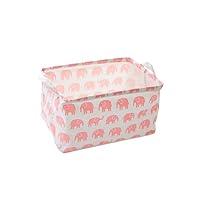 ibasenice Pink Elephant Toy Storage Basket and Nursery Organizer Box Cotton Linen Fabric, Kids Clothes Bin for Baby Room and Laundry Storage, Baby Shower