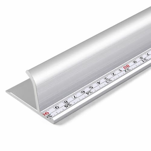 36 Inch Blue Aluminum Cutting Safety Ruler Dual-Scale (Inch and Metric)