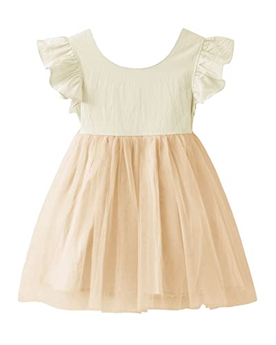 Dutebare Toddler Girls Tulle Tutu Dress Linen Ruffle Tie Back Sleeveless Kids Princess Party Dresses2