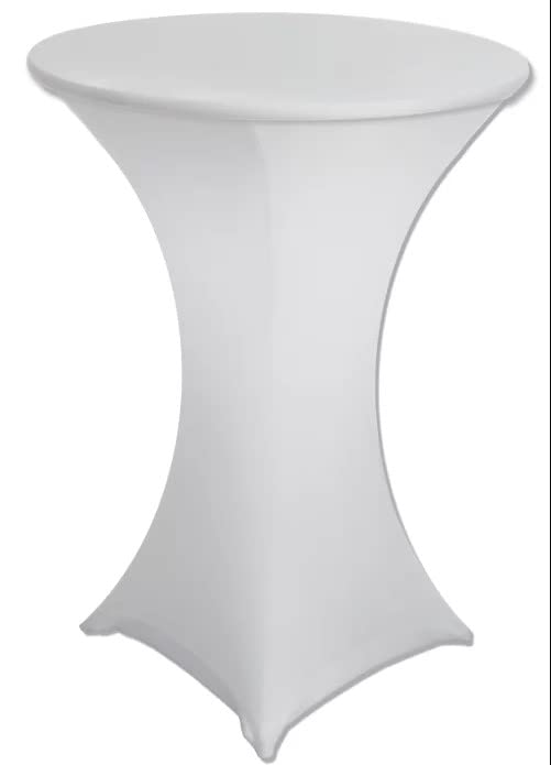 Elegant Event Essentials - Pack of 5 - Stretchy Spandex Round High Body Cocktail Table Covers - Fitted Tablecloths - Ideal for banquet, restaurants, weddings, parties, birthdays - 60CM - White