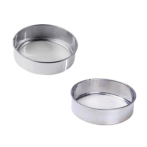 OFFSCH 2pcs Stainless Steel Powder Sifters with Fine Mesh Mesh Round Flour Sieve Strainers for Baking Kitchen Gadget for Quick Sifting of Flour Sugar Cocoa
