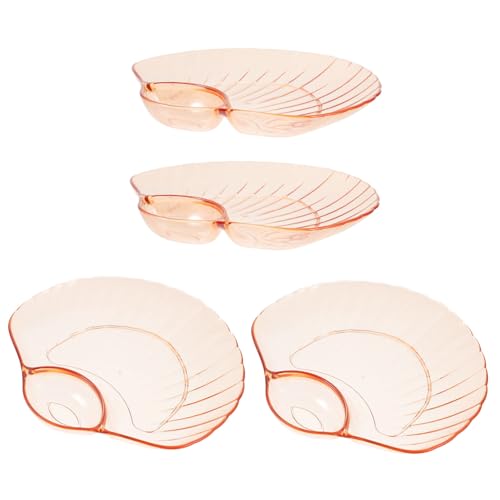 MOKKHNB 4個軽奢デザイン透明シェル型多機能フルーツトレー 小皿仕切り付きサラダ スナック盛り合わせ用収納皿