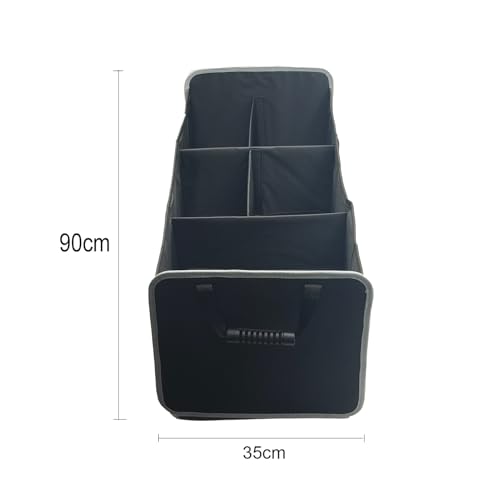 RATSTONE Organizador De Maletero De Coche y SUV,Organizador De Coche Para Almacenamiento,Caja Plegable Con 5 Compartimentos,Cinchas Ajustables - Tapa Extraíble (Negro) - imagen 7