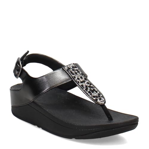 FitFlop Women's Fino Crystal-Mix T-Strap Sandals Wedge